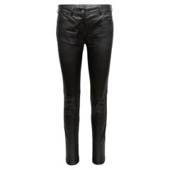 Schwarze Balenciaga Lederhose mit Skinny-Leg-Hose in Schwarz Größe EU 40
