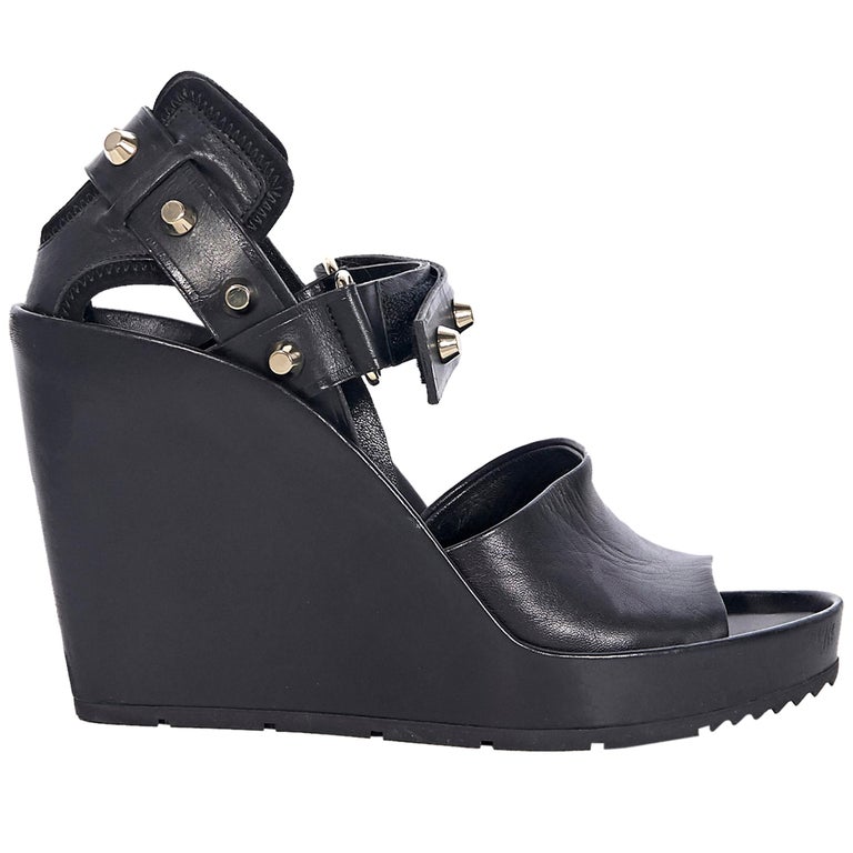 balenciaga black wedges