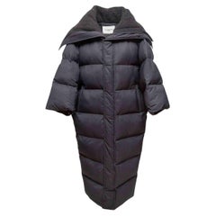Black Balenciaga Long Quilted Puffer Coat Size FR 34