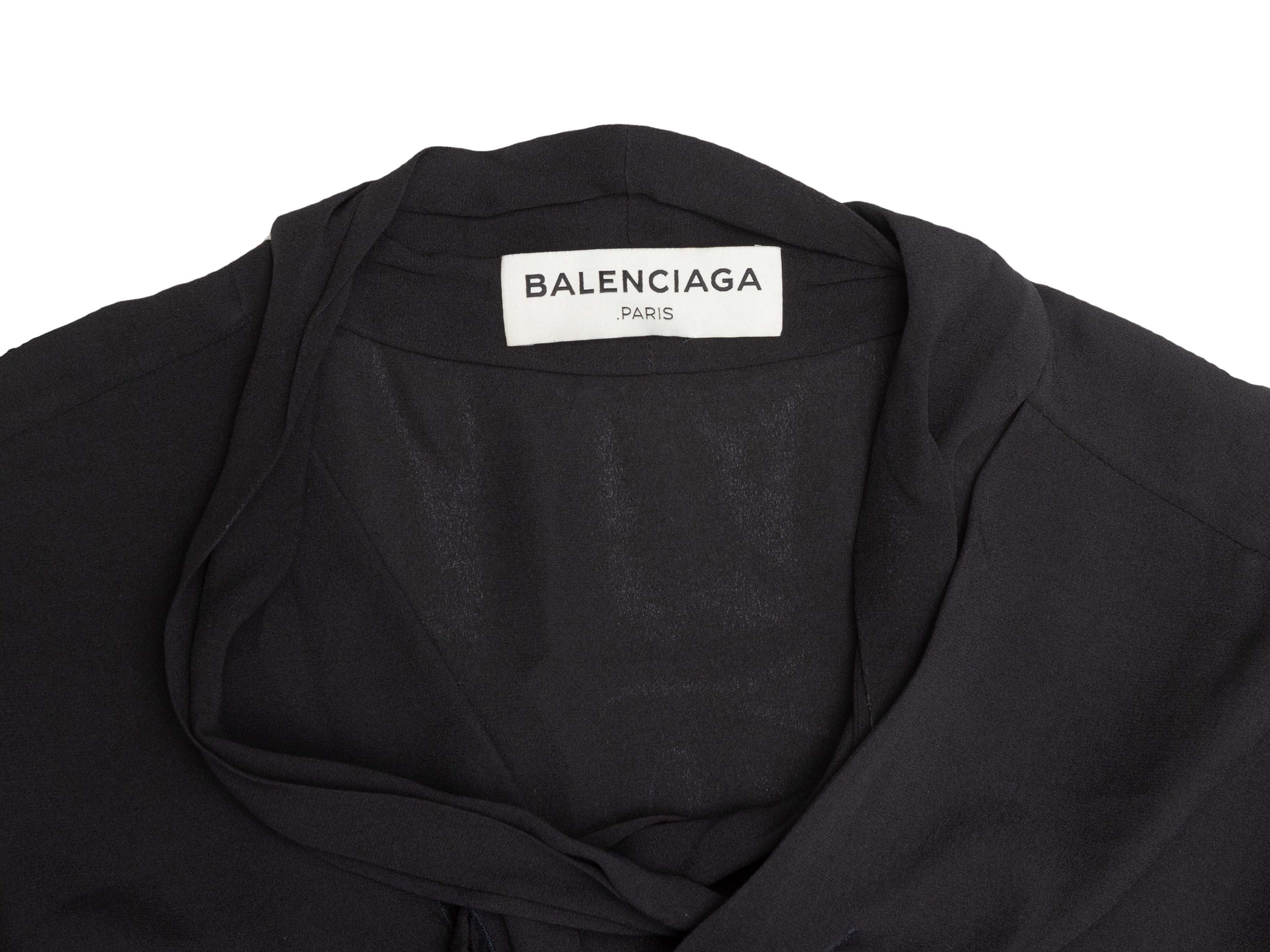 Camicetta nera con cravatta in seta Balenciaga Taglia FR 40 in vendita 2