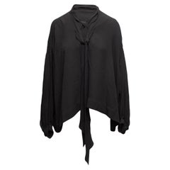 Black Balenciaga Silk Neck Tie Blouse Size FR 40