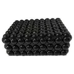 Black Ball Shape Design Bone Box, India, Contemporary