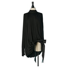 Black ballon mini dress with bow on the hips SAINT LAURENT