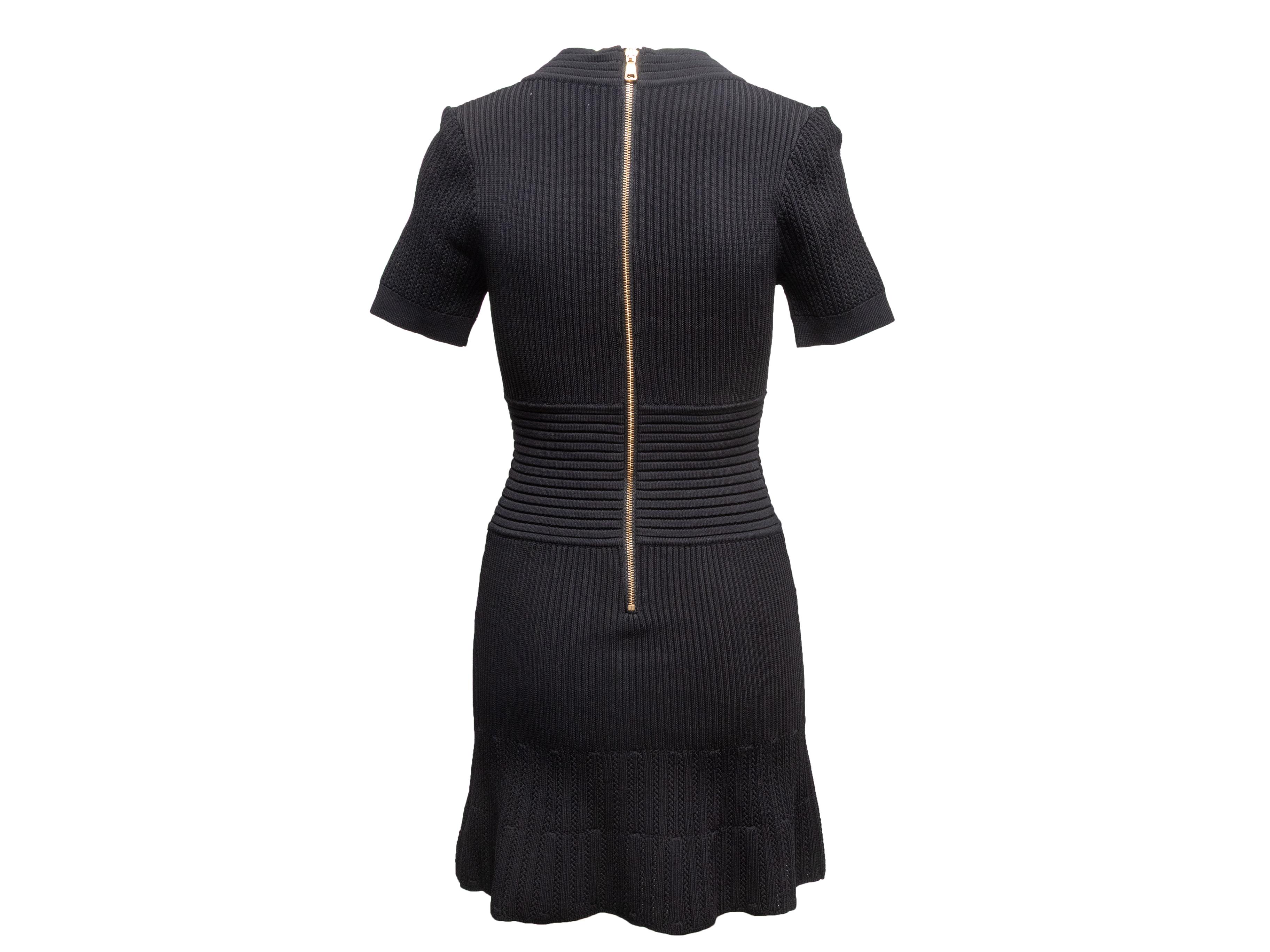 Black Balmain Short Sleeve Knit Dress Size US S (Schwarz) im Angebot