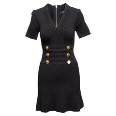Black Balmain Short Sleeve Knit Dress Size US S