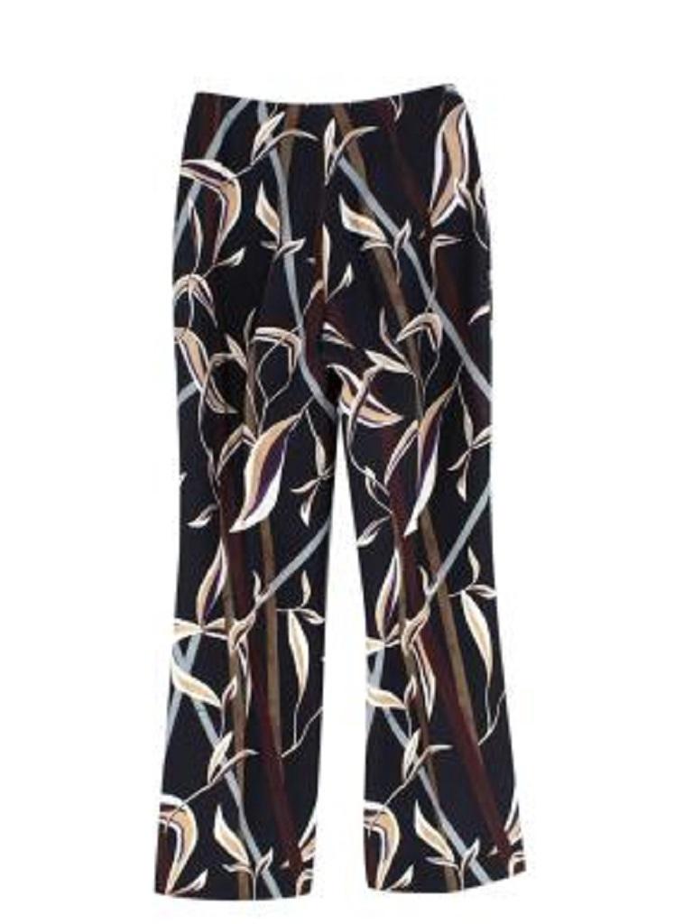 Dior Black Bamboo Print Wool-Blend Trousers
 

 - Bold, graphic bamboo print in blue, beige and white on a black background 
 - Wide leg, with slight flare
 - High rise, with concealed side zip closure
 - Unlined 
 

 Materials 
 78% Wool 
 22% Silk