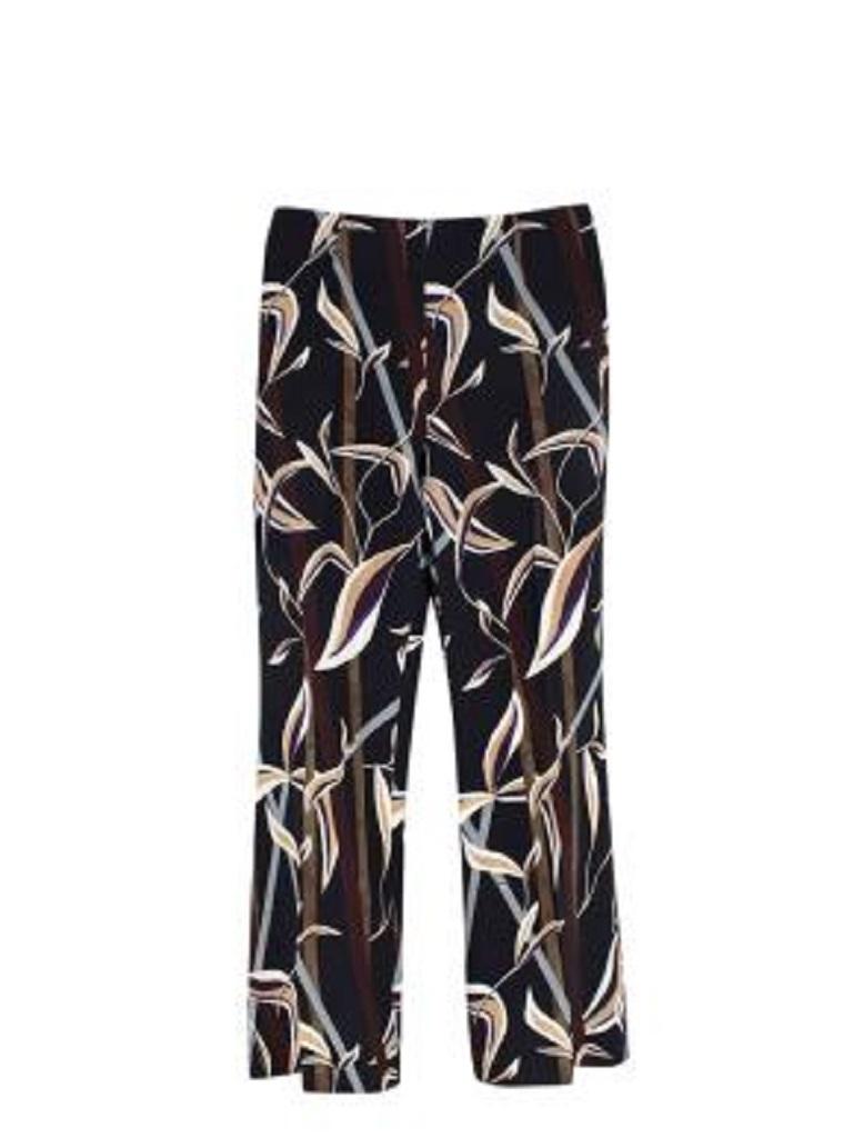Black Bamboo Print Wool-Blend Trousers In Excellent Condition For Sale In London, GB