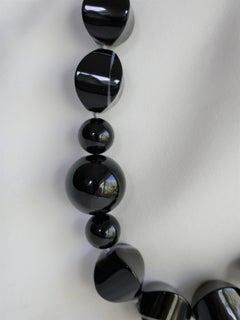 Black Banded Agate Black Onyx 925 Sterling Vermeil Clasp Gemstone Necklace