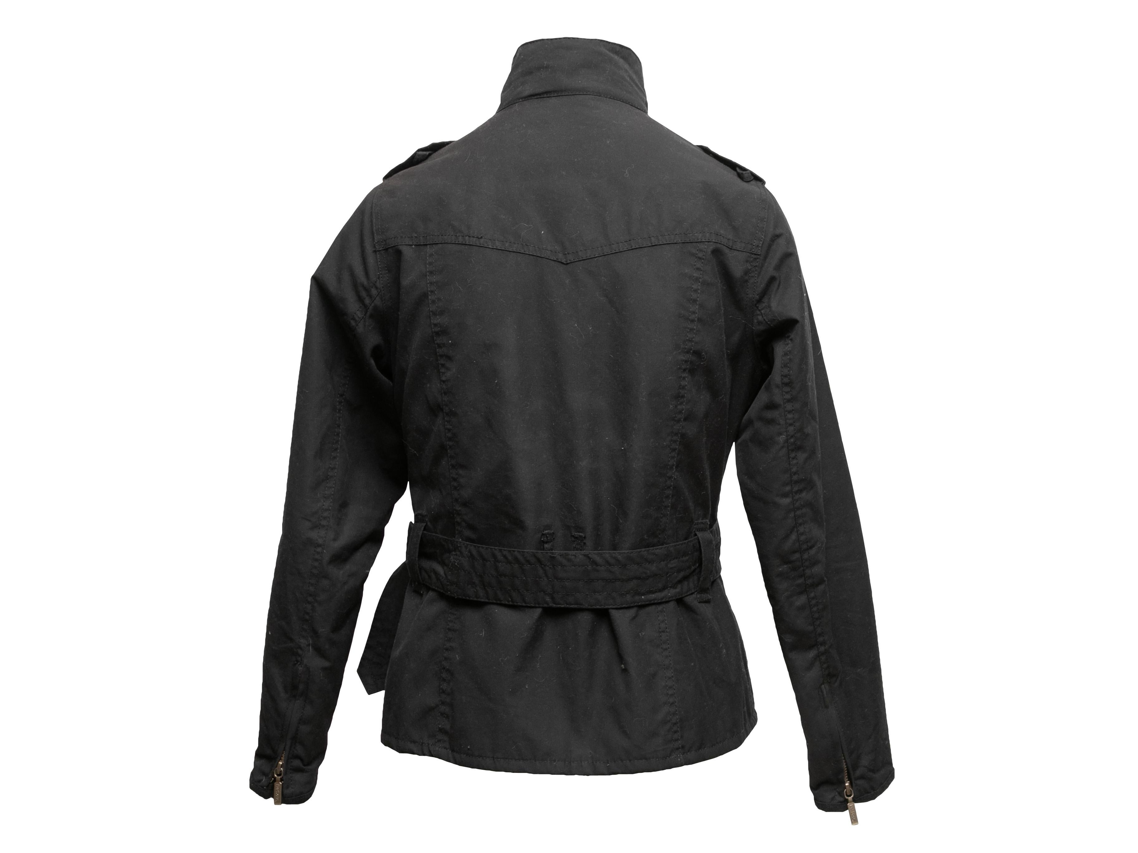 Women's Black Barbour Lined Belted Jacket Size US 6 For Sale