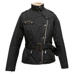 Black Barbour Lined Belted Jacket Size US 6