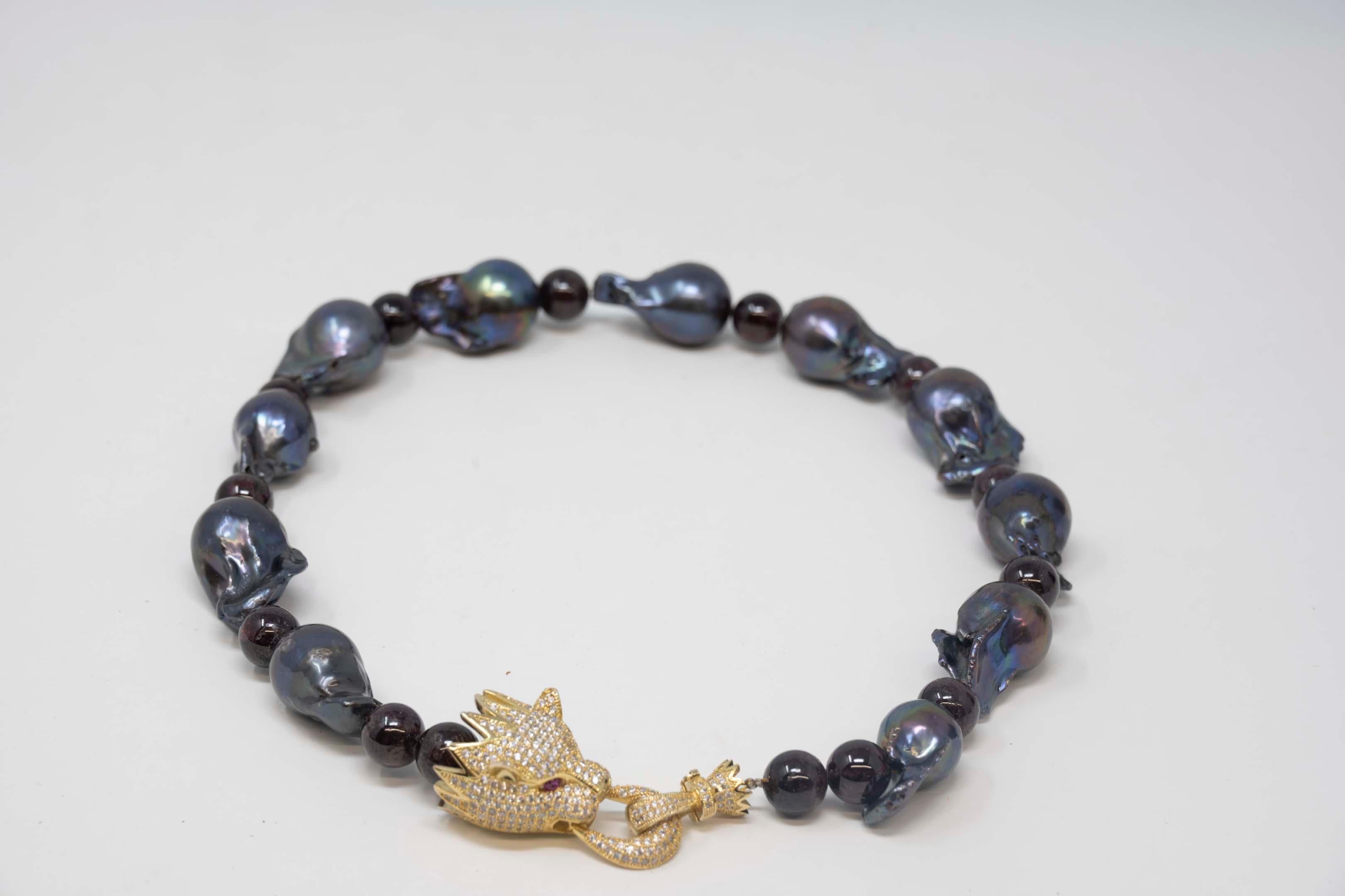 Parure collier de perles baroques noires Pour femmes en vente