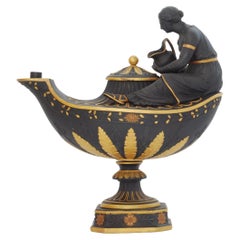 Lampe aus schwarzem Basalt und vergoldetem Vestal, Wedgwood, um 1800