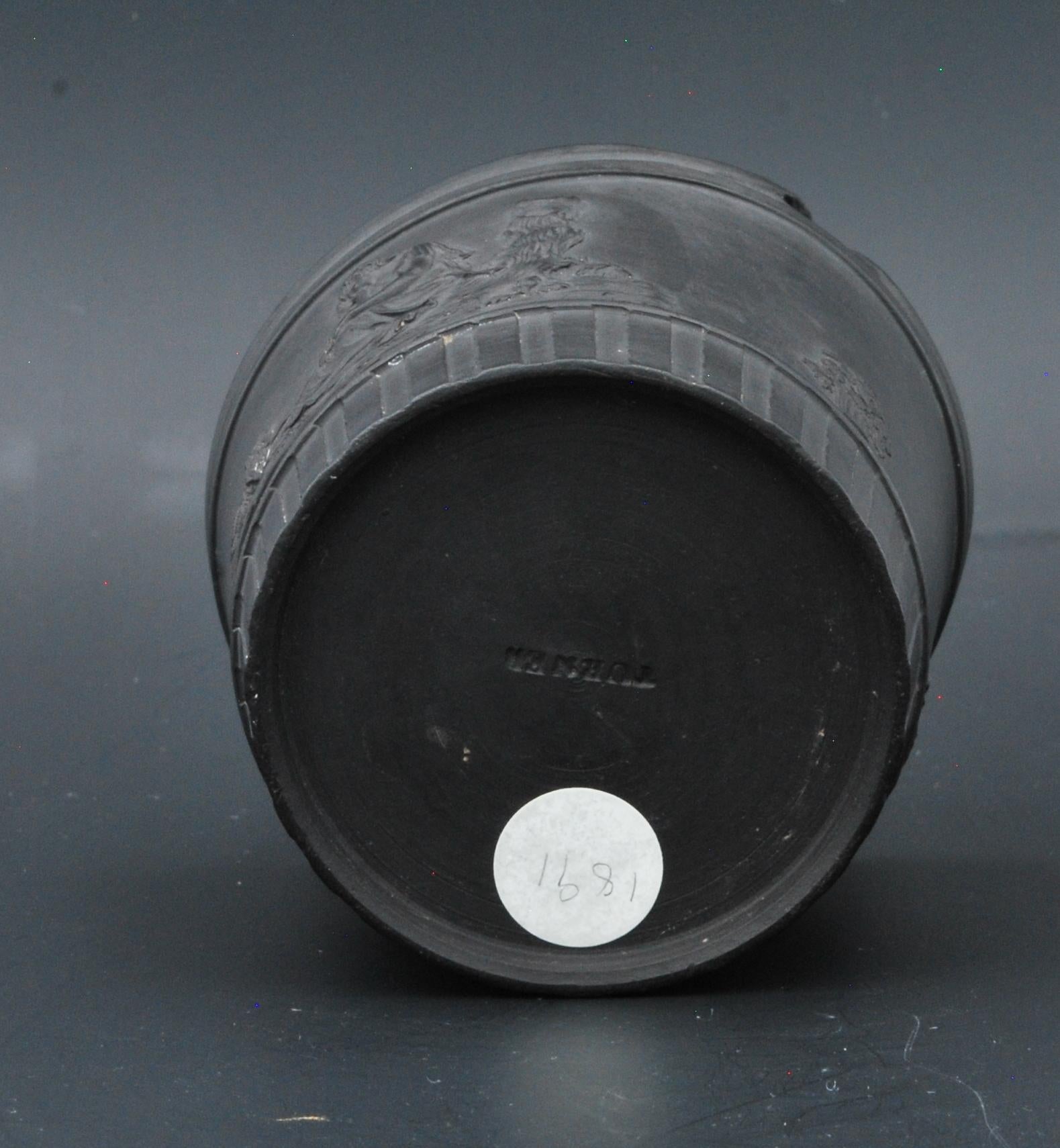 18th Century Black Basalt Cream Pail with Ladle, Turner, C1800 For Sale