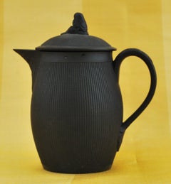 Black Basalt Hot Milk Jug with Engine-Turned Decoration, Mayer, C1790