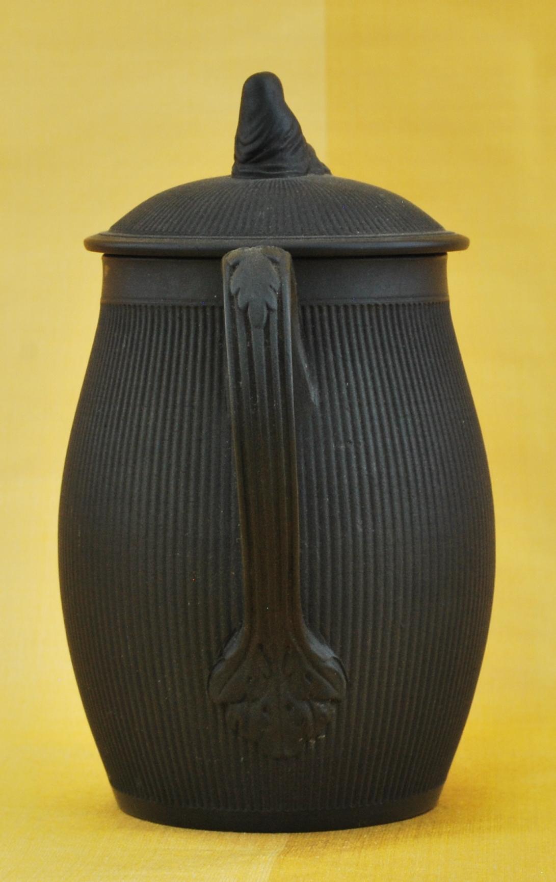 Black Basalt Hot Milk Jug with Engine-Turned Decoration, Mayer, C1790 In Excellent Condition For Sale In Melbourne, Victoria
