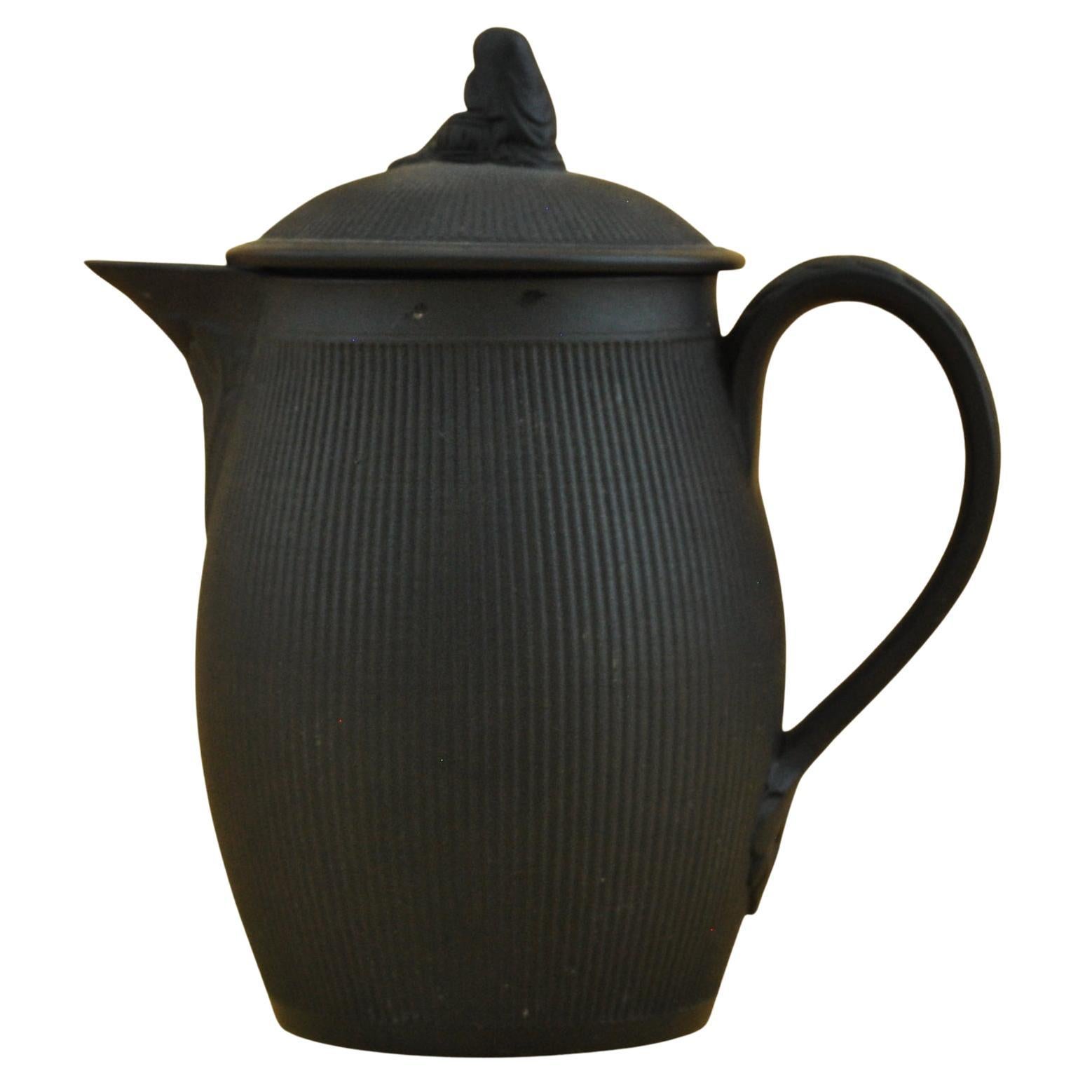 Black Basalt Hot Milk Jug with Engine-Turned Decoration, Mayer, C1790