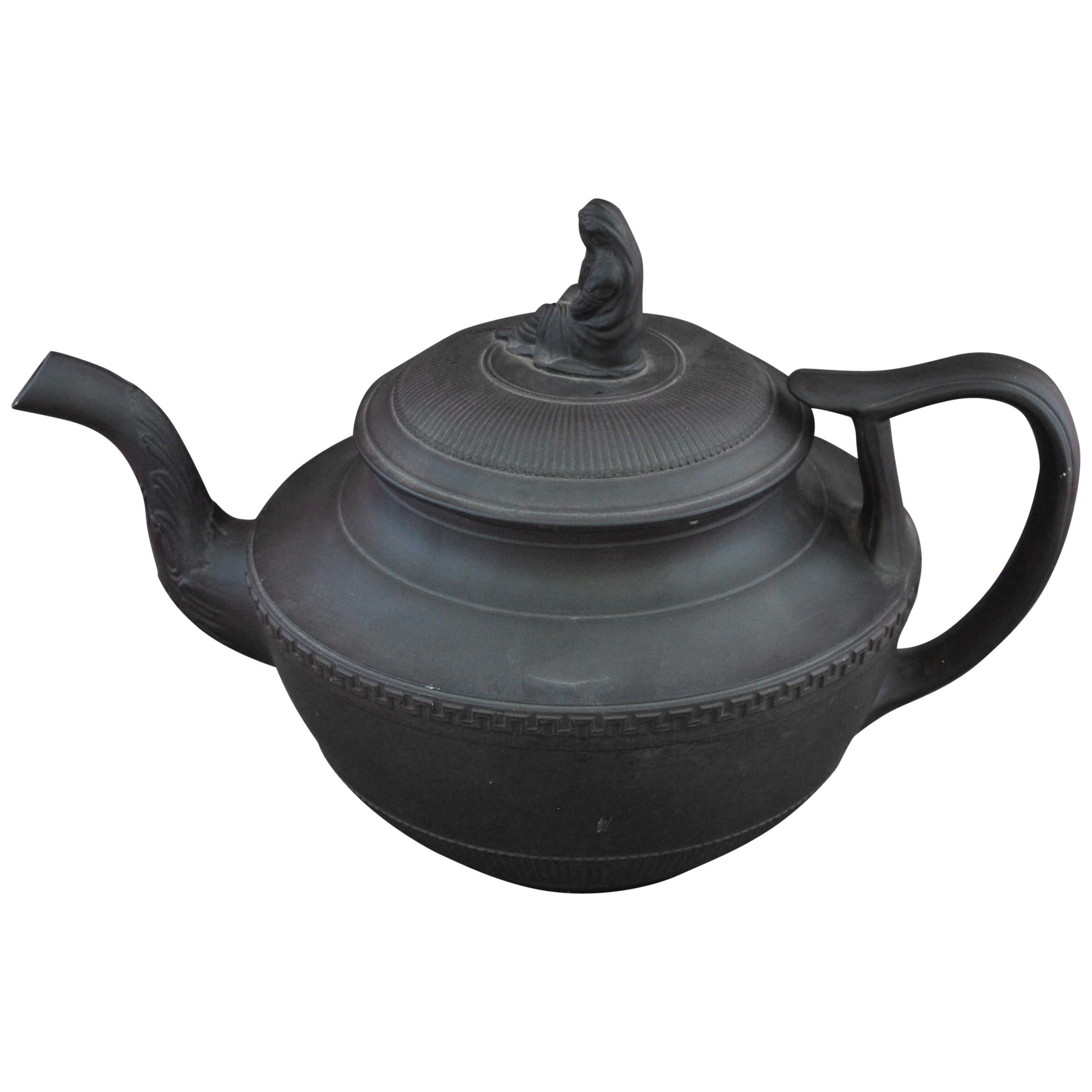 Black Basalt Teapot, Turner, circa 1805 For Sale