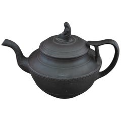 Antique Black Basalt Teapot, Turner, circa 1805