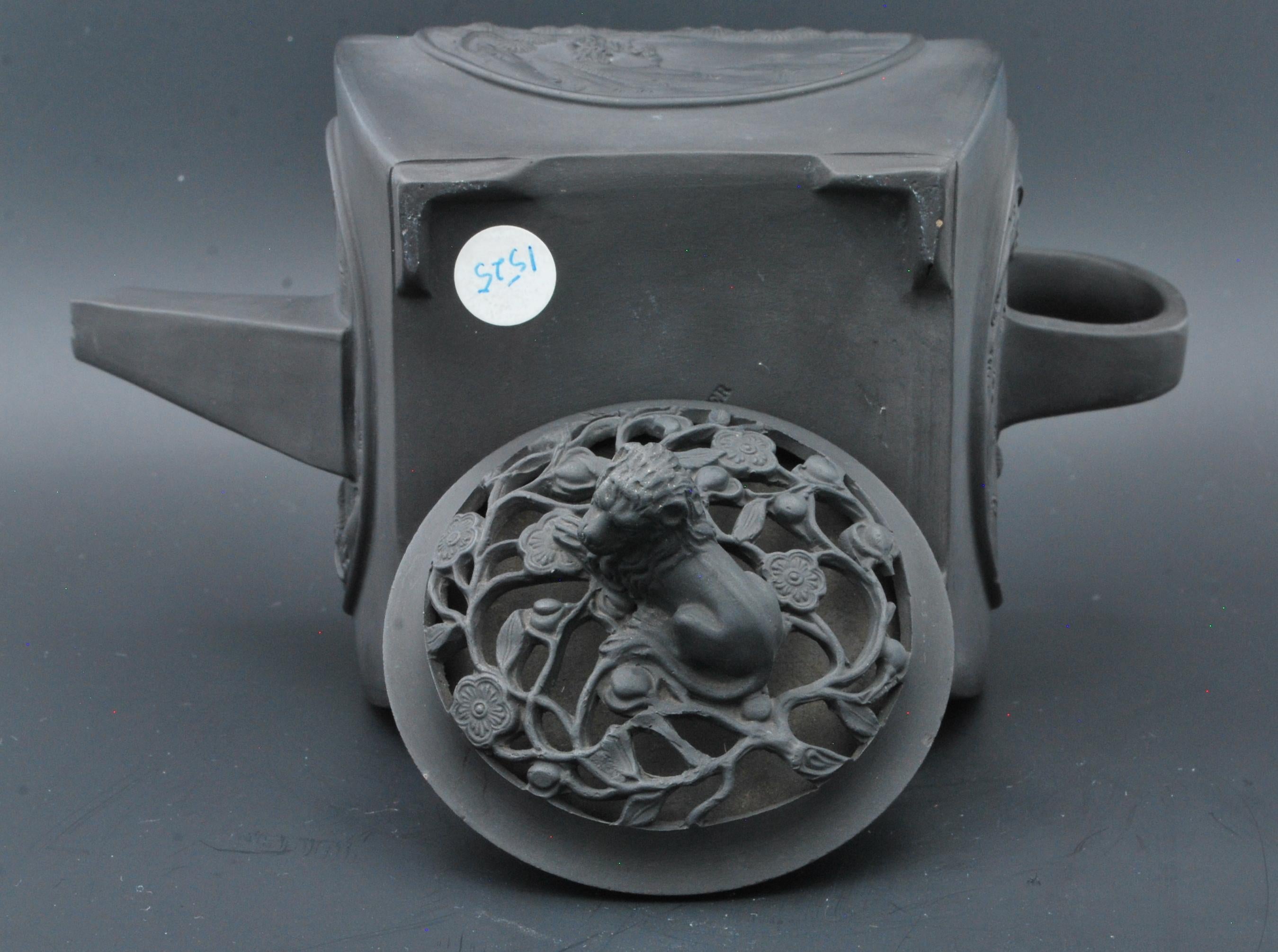 Black Basalt Teapot with Pierced Lid, Turner, C1790 3