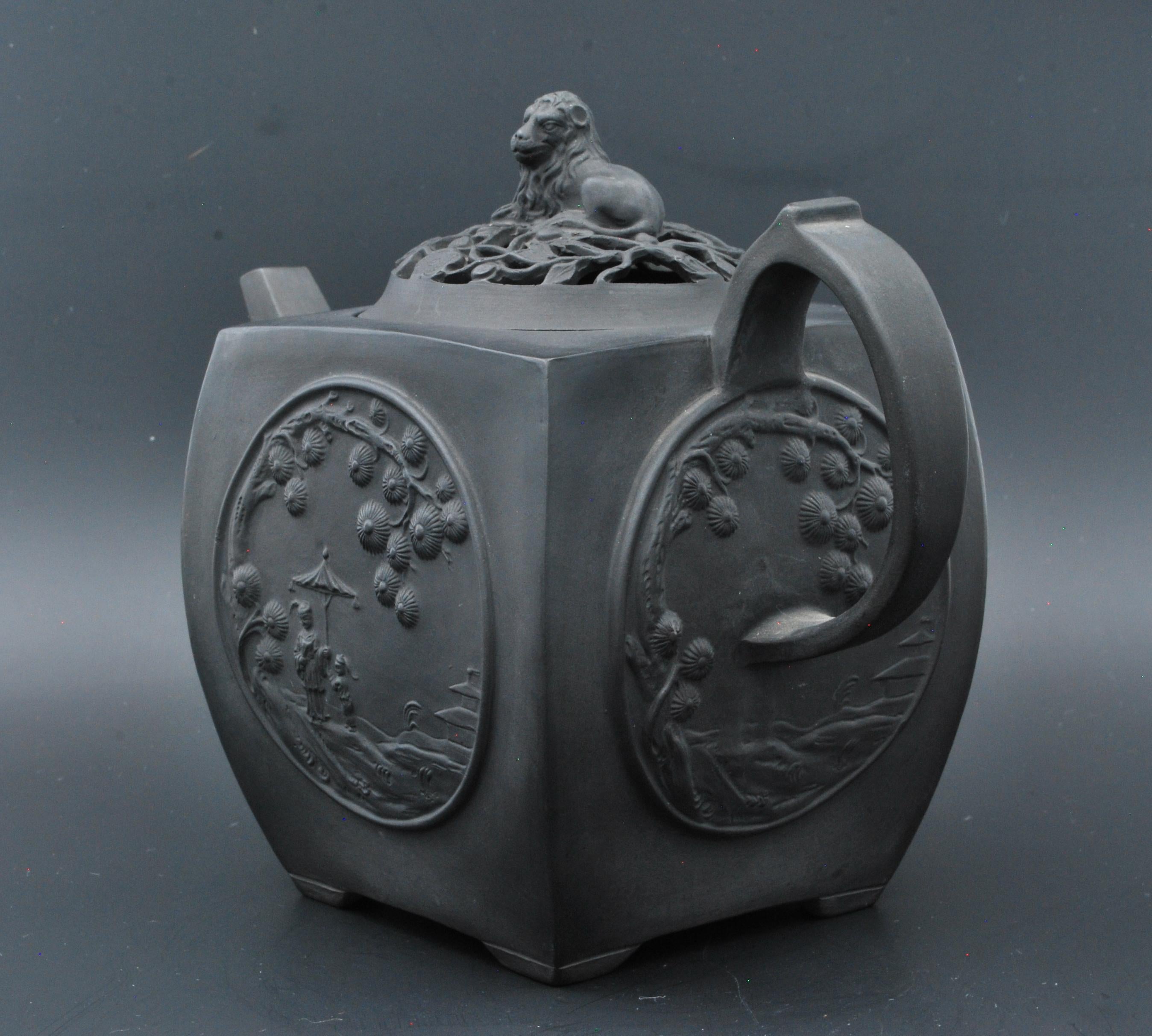 Black Basalt Teapot with Pierced Lid, Turner, C1790 1