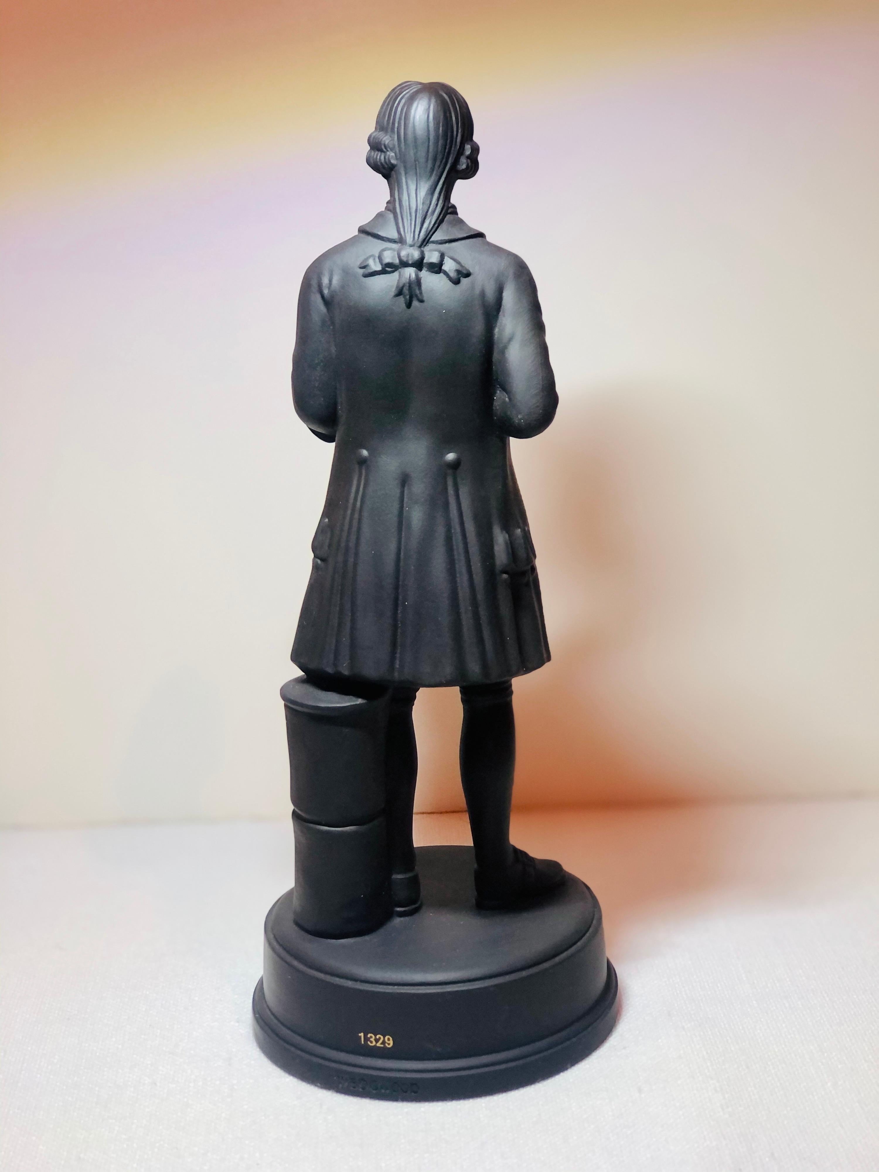Molded Black Basalt Wedgwood Figure of Josiah Wedgwood with His Historic Portland Vase For Sale
