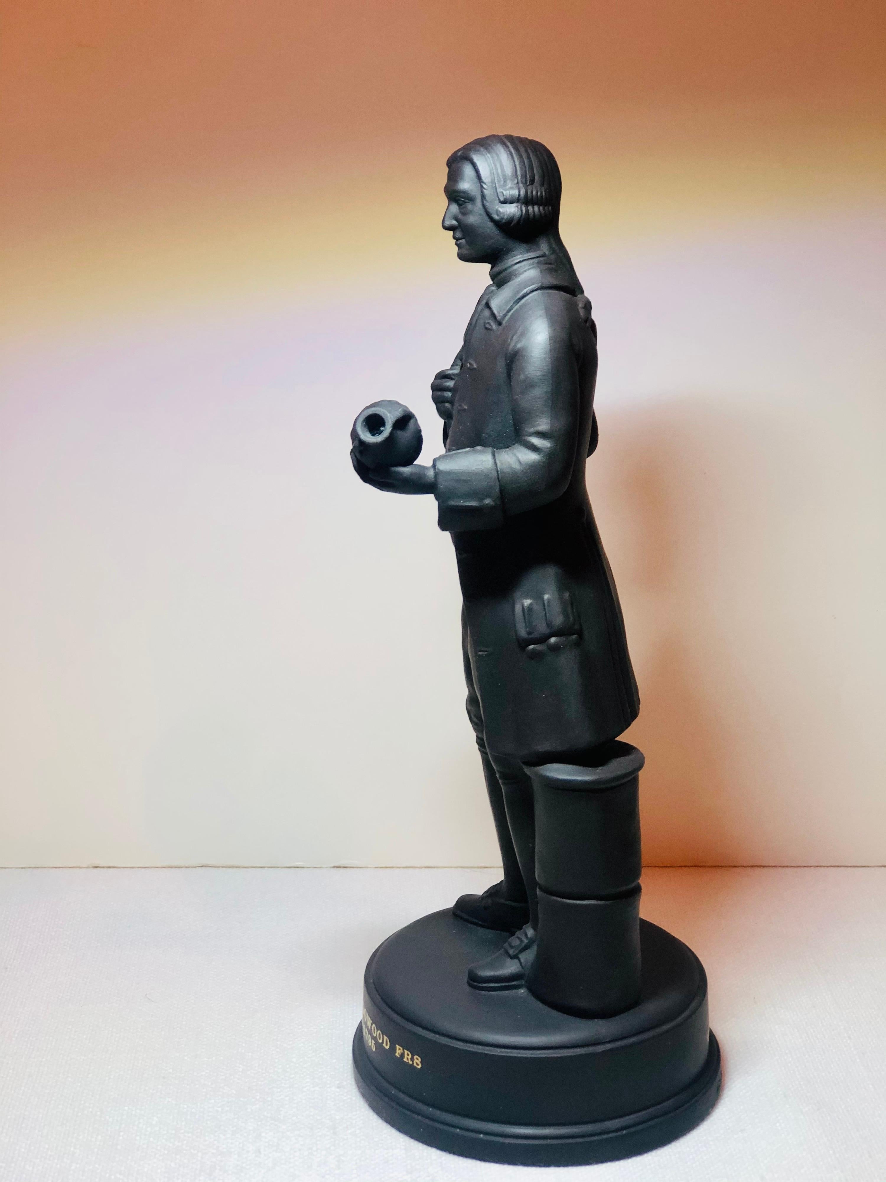 Black Basalt Wedgwood Figure of Josiah Wedgwood with His Historic Portland Vase In Good Condition For Sale In Boston, MA