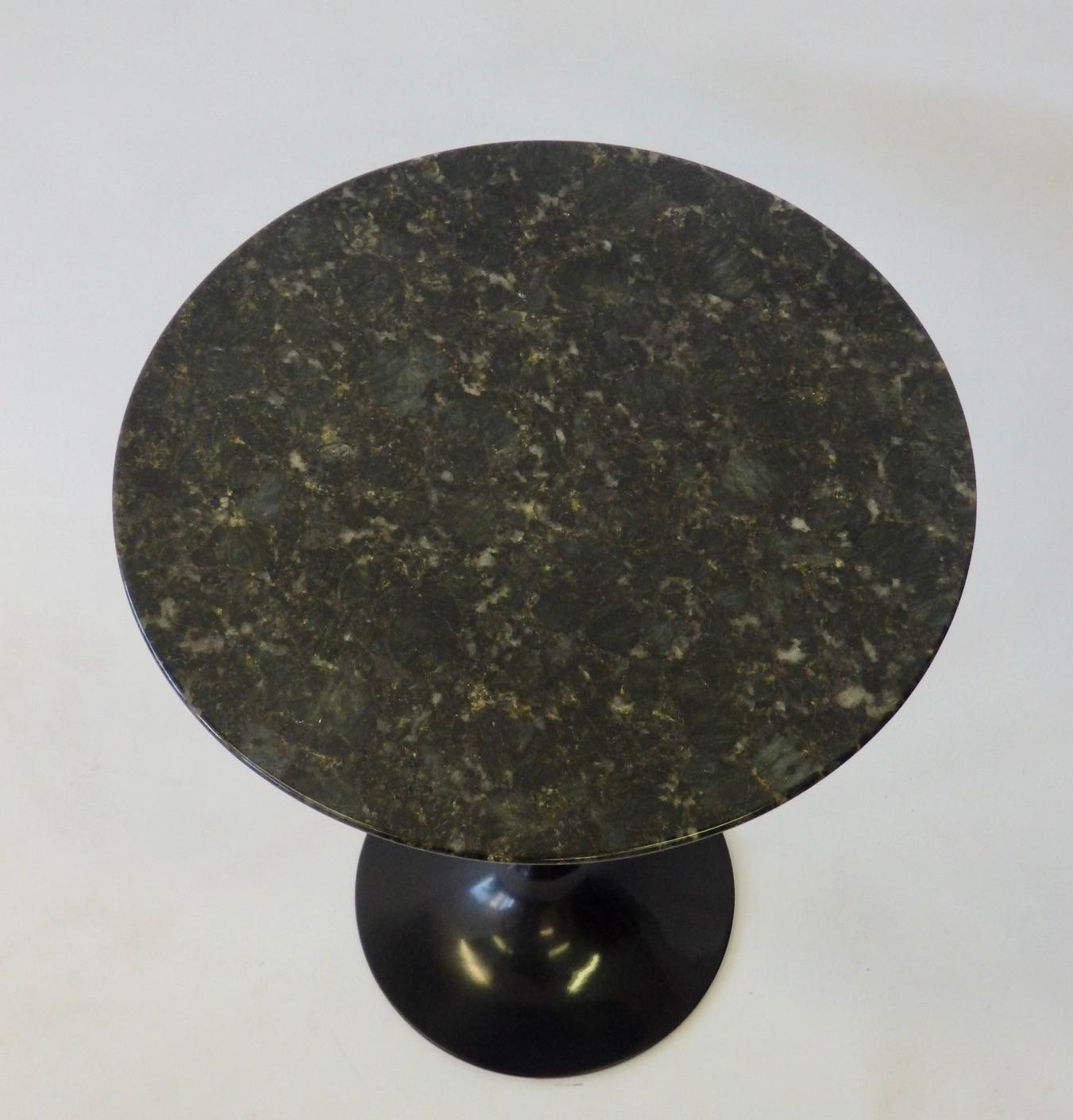 Mid-Century Modern Black Base Eero Saarinen Knoll Tulip Table with Custom Dark Stone Top