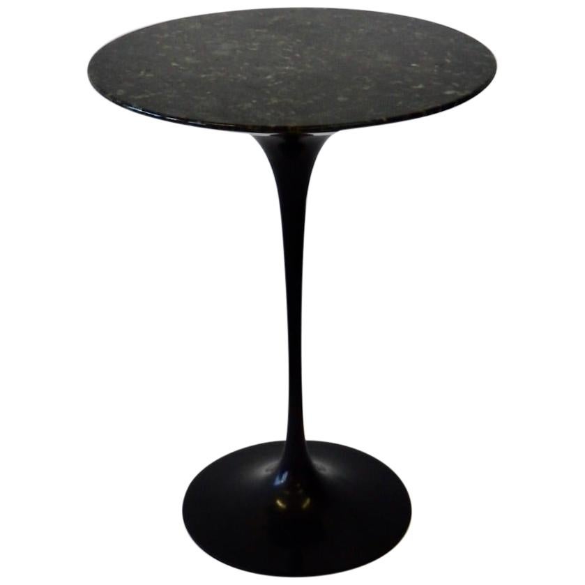 Black Base Eero Saarinen Knoll Tulip Table with Custom Dark Stone Top