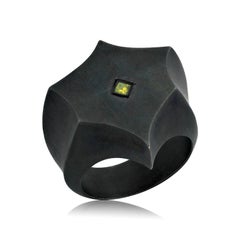 Handmade Star Oxidised Silver  Diamond Ring