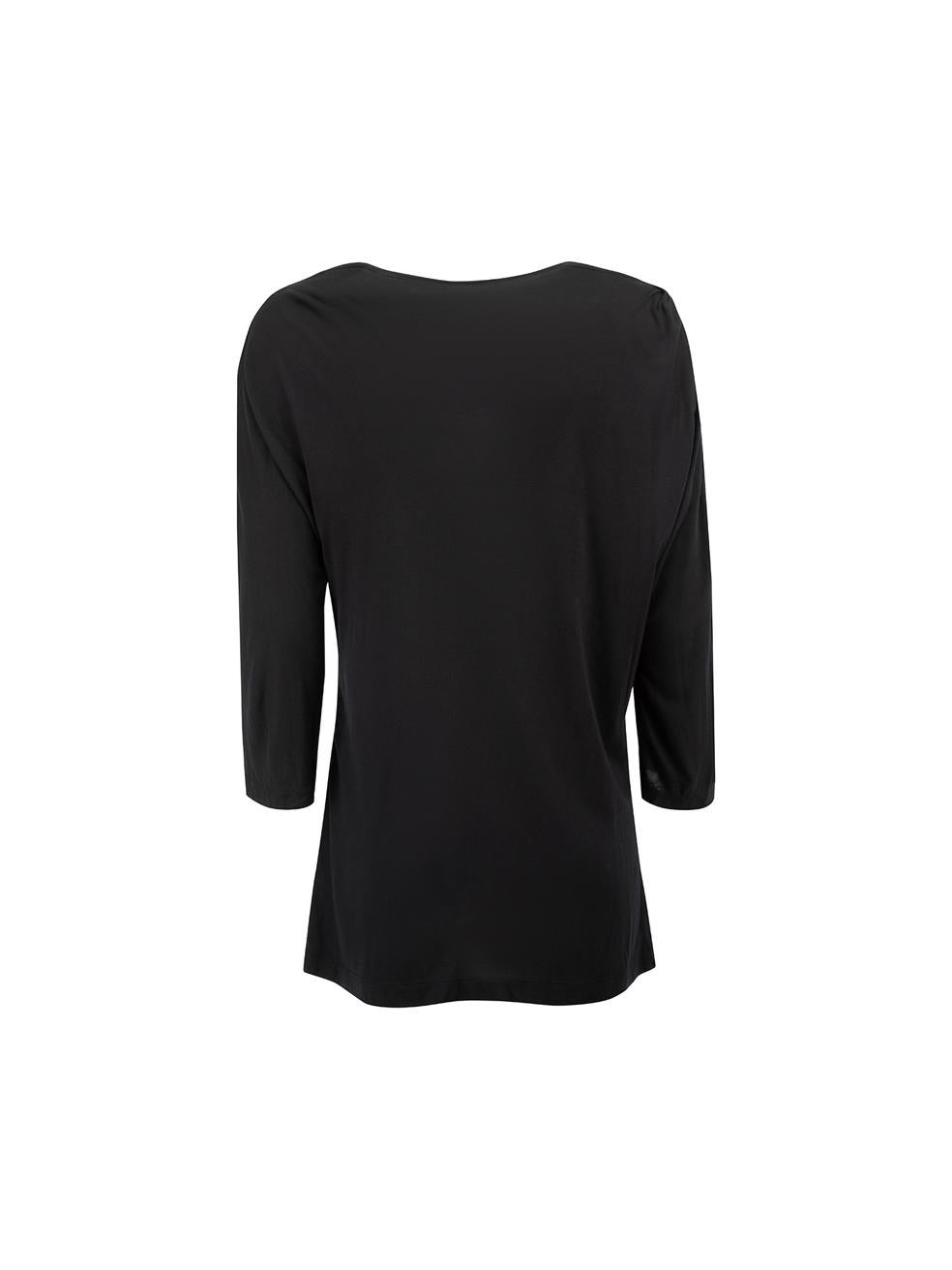 Dries van Noten Black Bateau Neck Mid Sleeves Top Size M In Good Condition For Sale In London, GB