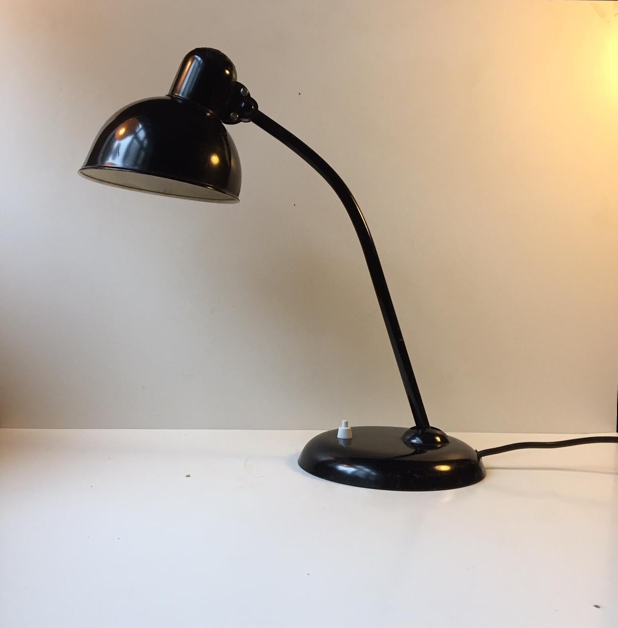 German Black Bauhaus Desk Lamp by Christian Dell for Kaiser Idell, 1930s