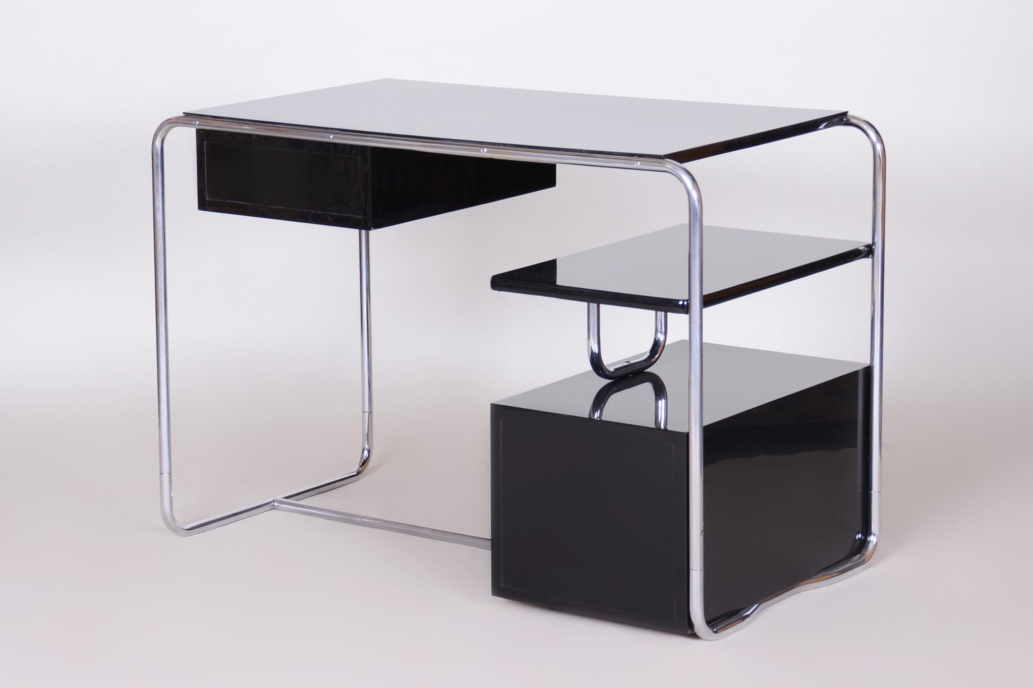 Black Bauhaus Writing Desk Made in 1930s Germany, Restored  5