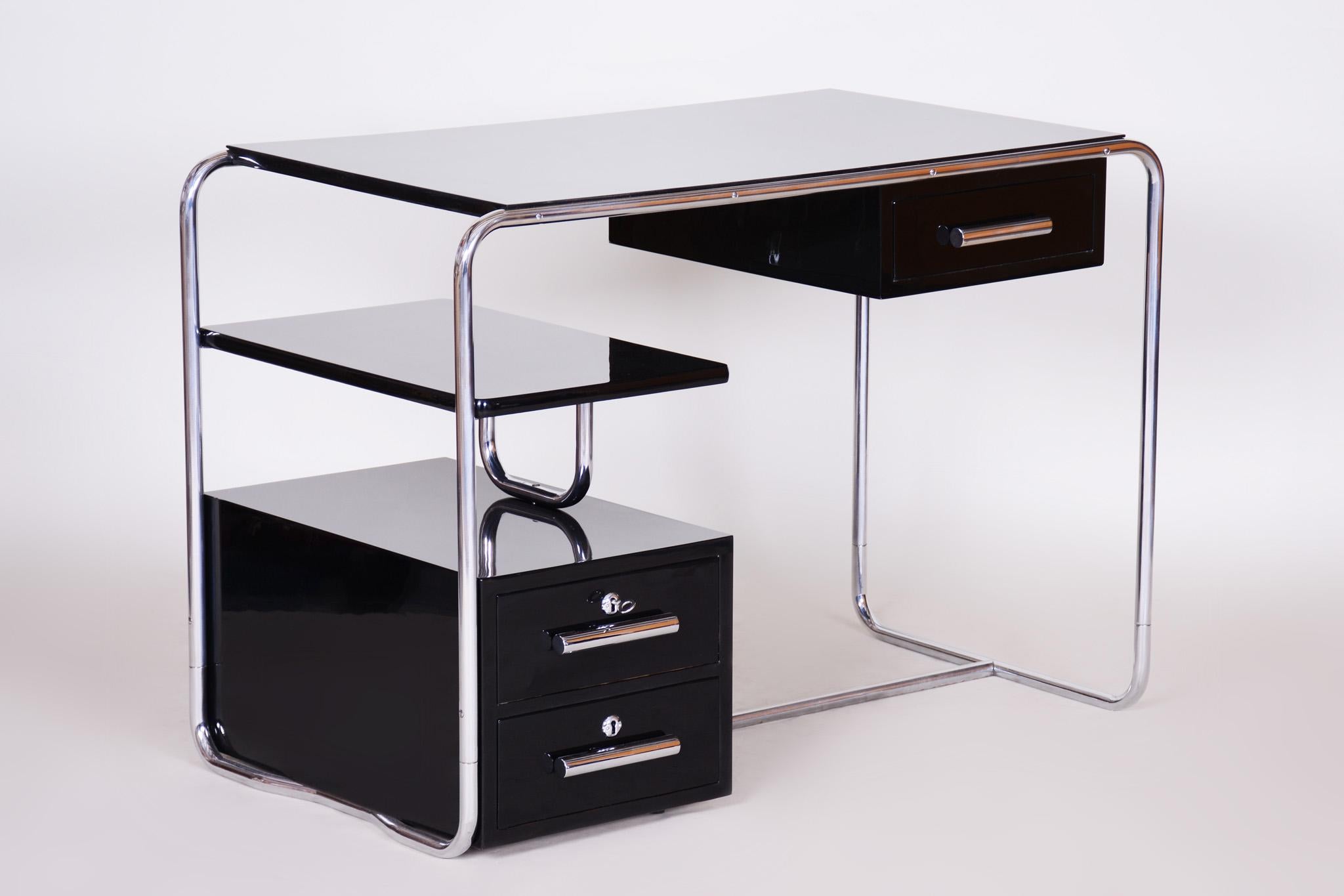 Black Bauhaus Writing Desk Made in 1930s Germany, Restored  2
