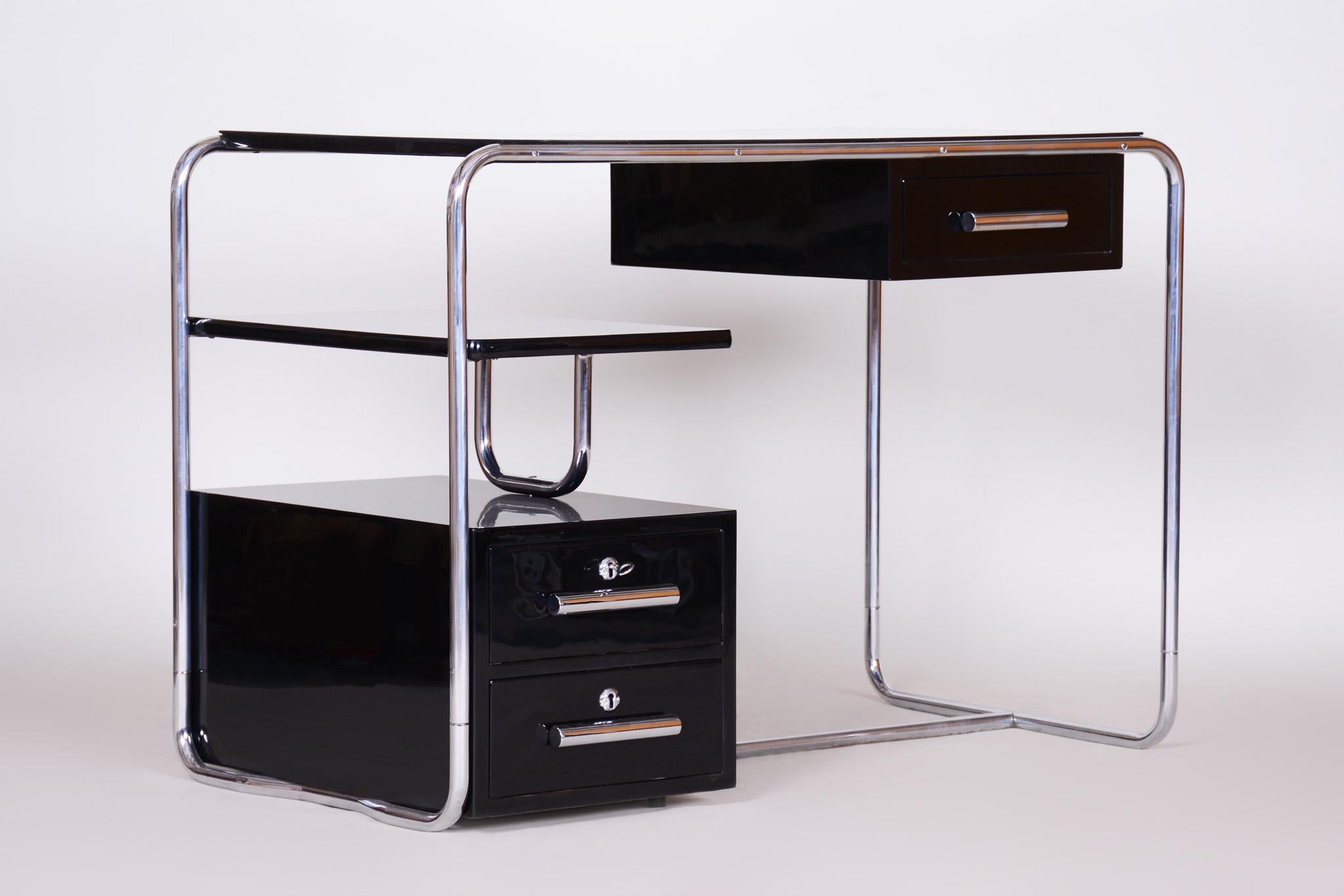 Black Bauhaus Writing Desk Made in 1930s Germany, Restored  3