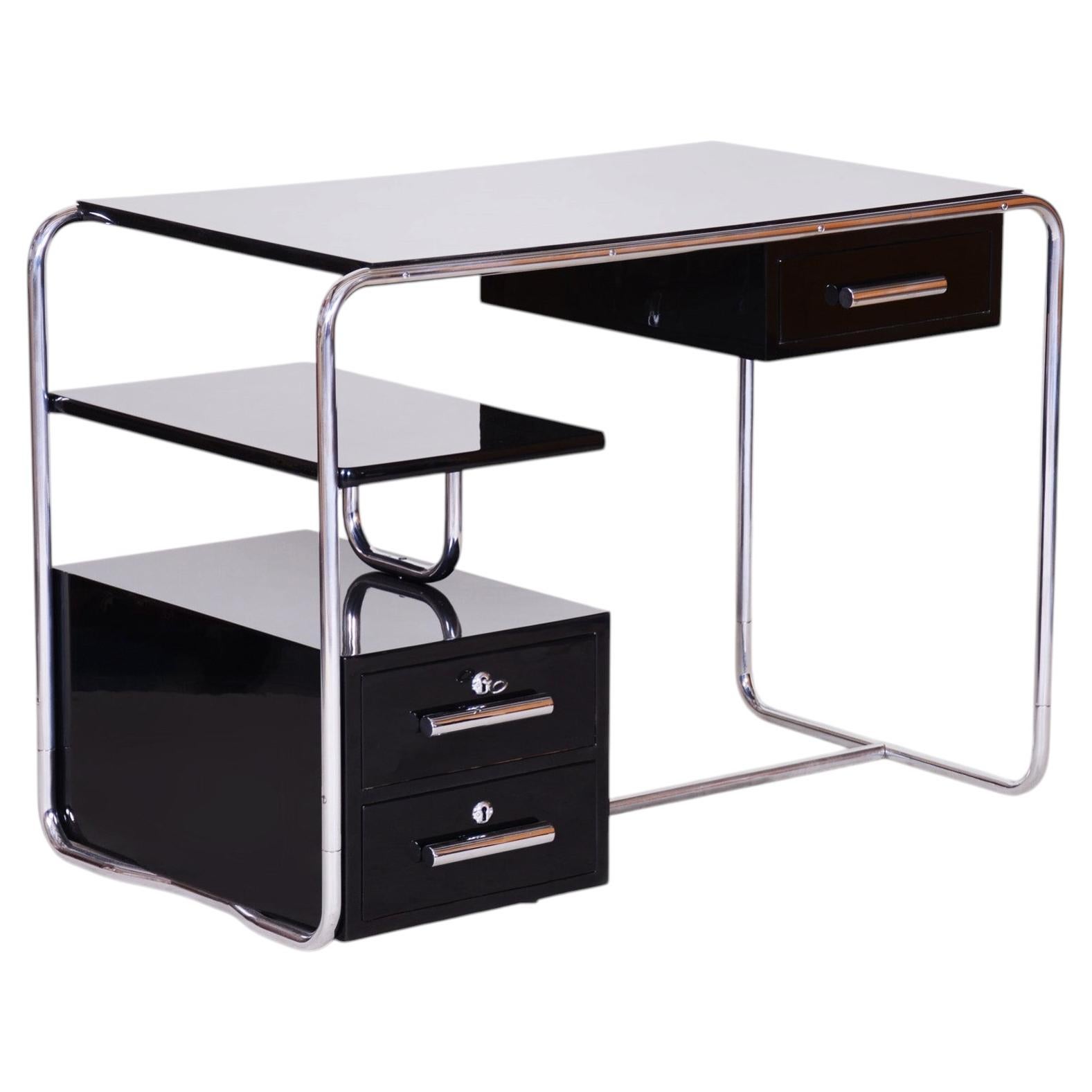 Bureau Bauhaus noir fabriqué dans l'Allemagne des années 1930, restauré en vente
