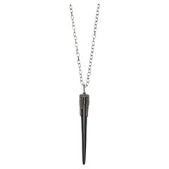 Black Bavna Carved Stone & Pave Diamond Pendant Necklace