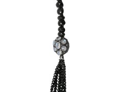 Black Bavna Onyx & Moonstone Beaded Necklace