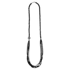 Black Bavna Onyx & Moonstone Beaded Necklace