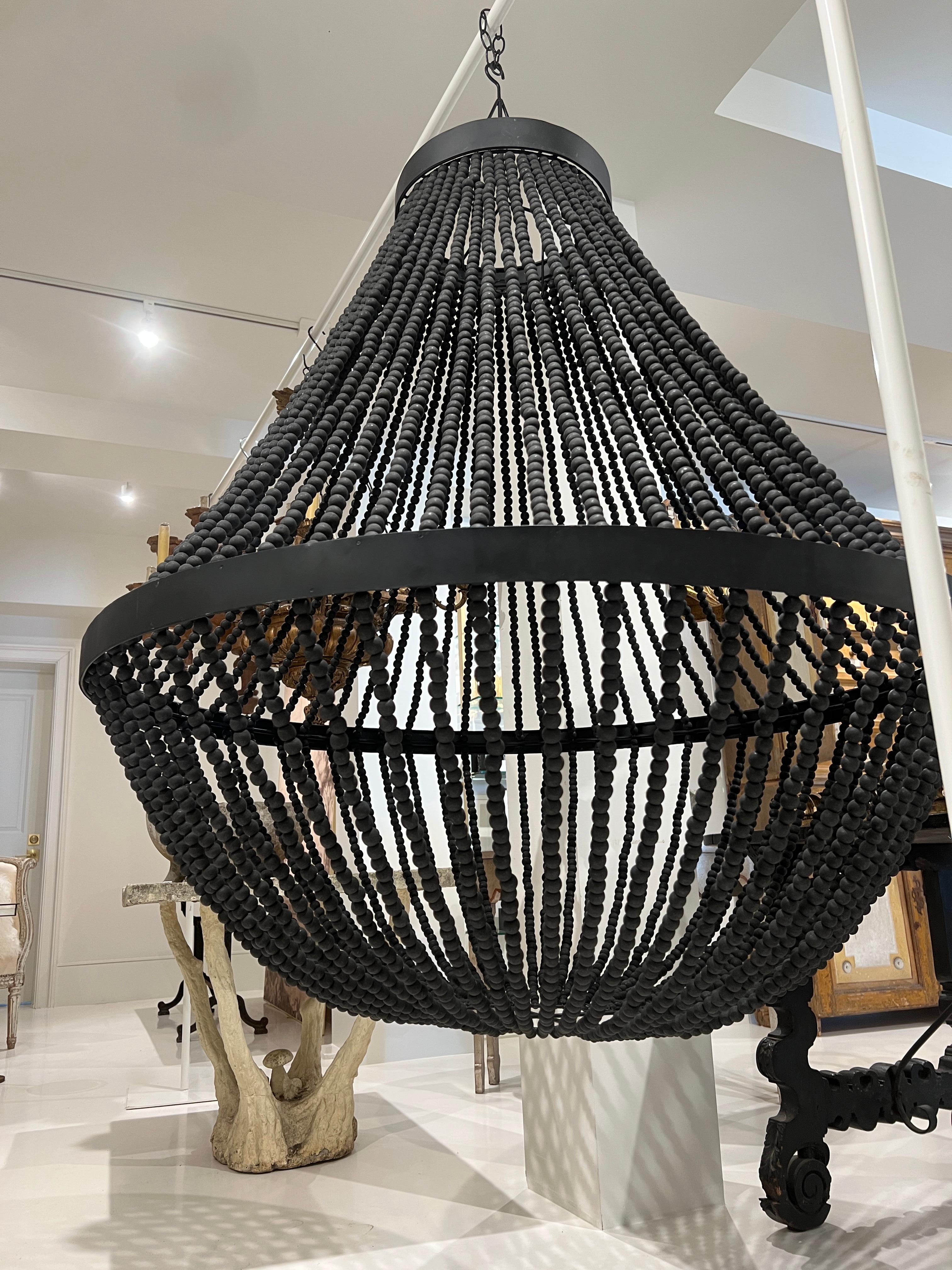 Black Bead Chandelier In Good Condition In New Orleans, LA