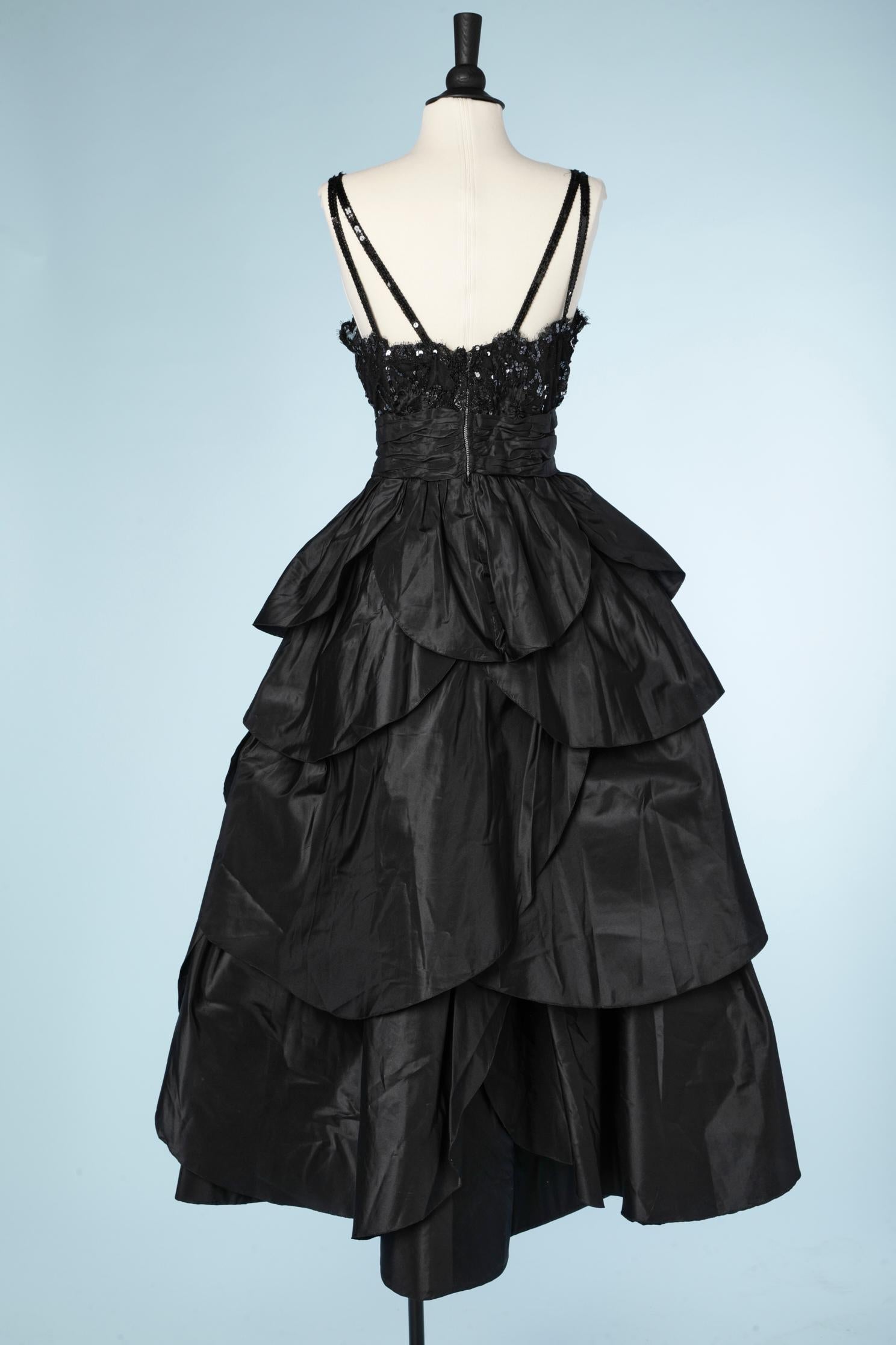 Black beaded and silk taffetas evening dress Loris Azzaro For Sale 1