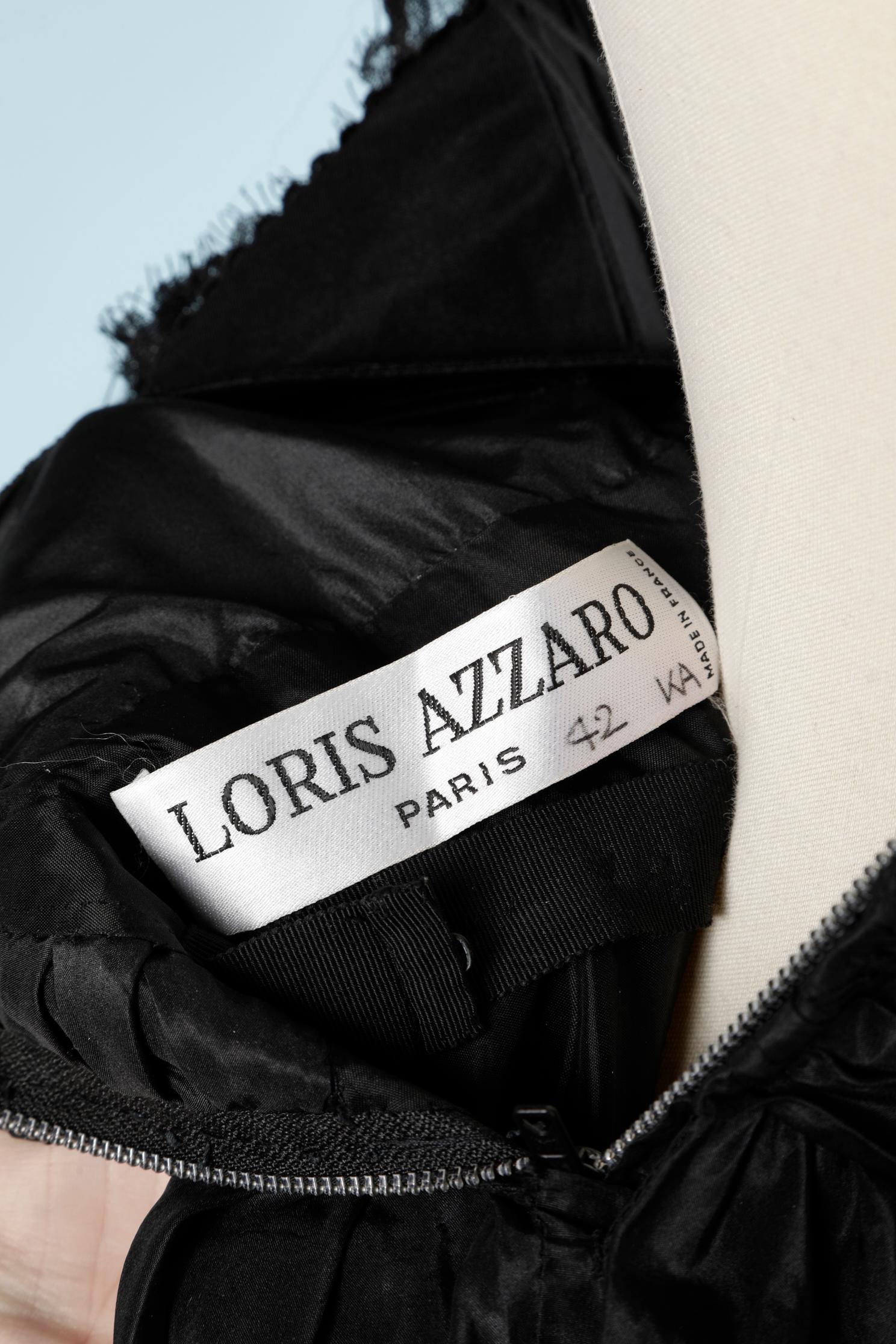 Black beaded and silk taffetas evening dress Loris Azzaro  For Sale 2