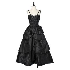 Black beaded and silk taffetas evening dress Loris Azzaro 