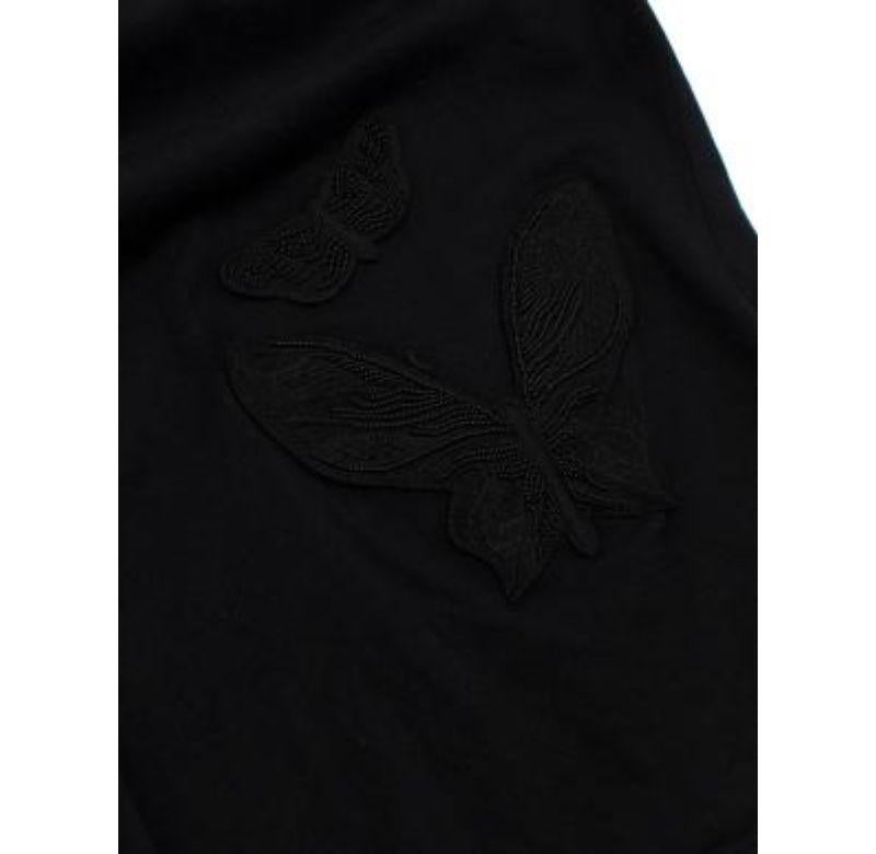 Valentino Black Beaded Butterfly Applique Cotton Jersey T-Shirt - xs In Good Condition For Sale In London, GB