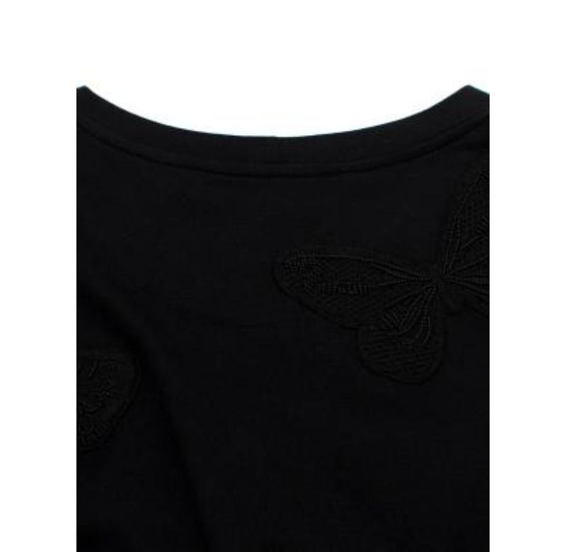 Valentino Black Beaded Butterfly Applique Cotton Jersey T-Shirt - xs For Sale 1