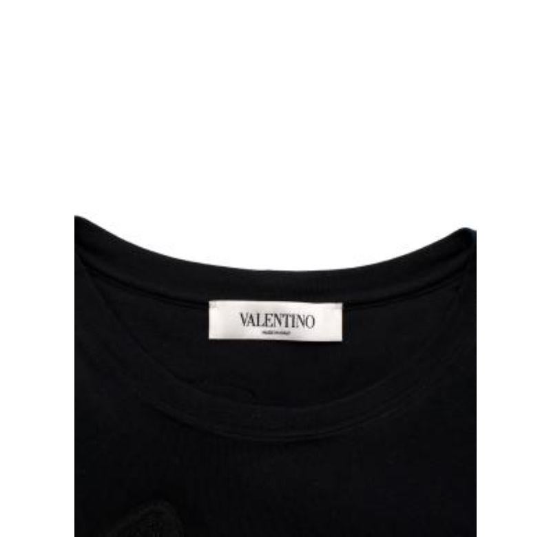 Valentino Black Beaded Butterfly Applique Cotton Jersey T-Shirt - xs For Sale 2