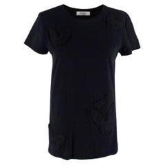 Valentino Black Beaded Butterfly Applique Cotton Jersey T-Shirt - xs