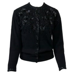 Vintage Black Beaded Cardigan