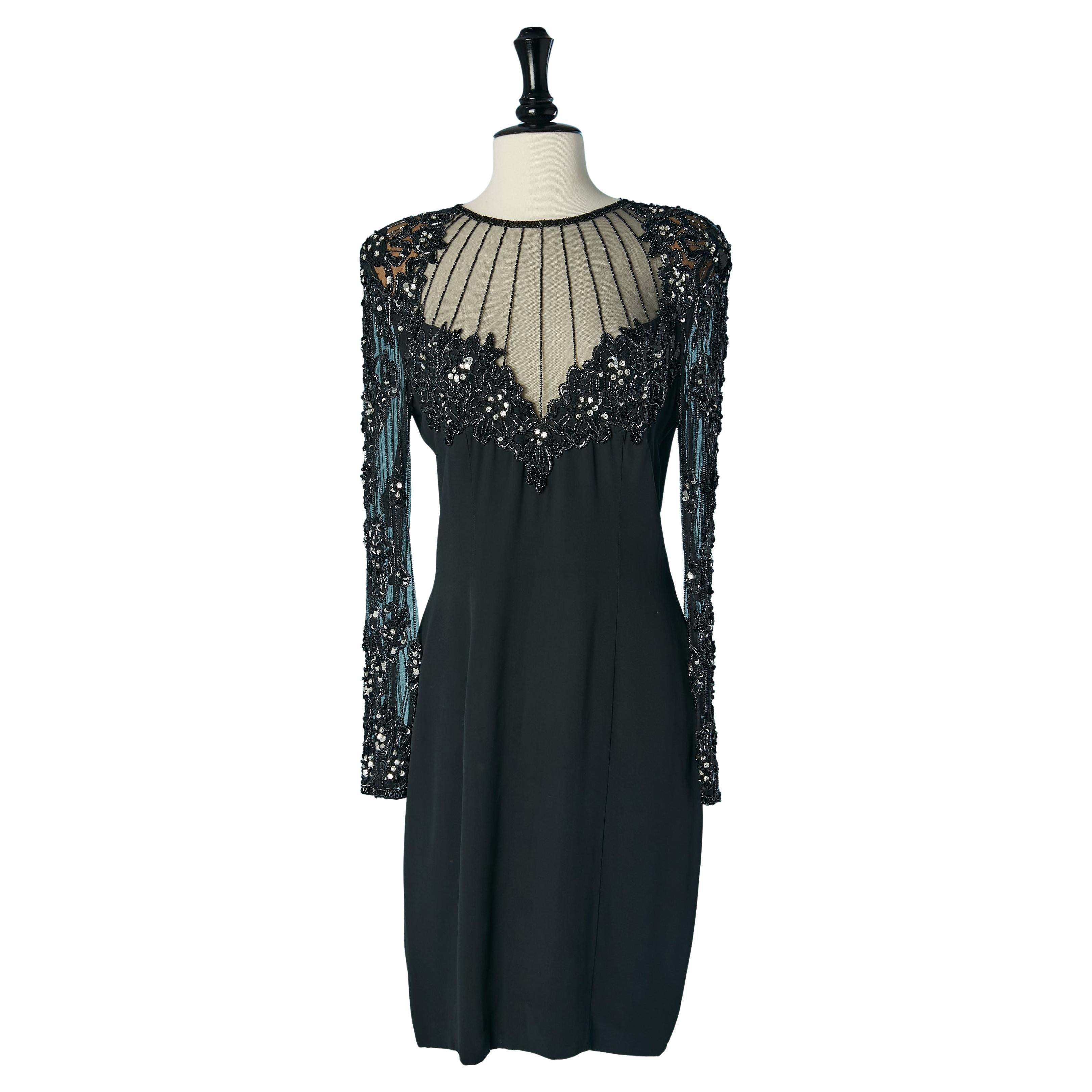 Abito da cocktail con perline nere BOB Mackie per NEIMAN MARCUS in vendita
