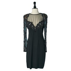 Abito da cocktail con perline nere BOB Mackie per NEIMAN MARCUS