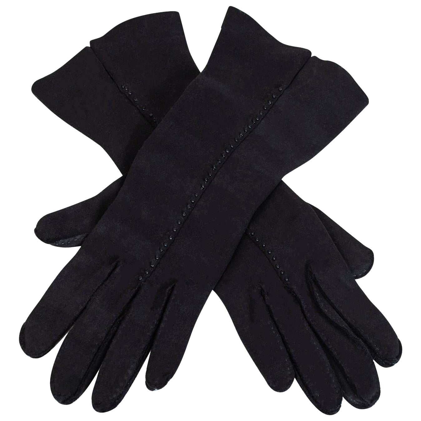 Guanti da sera in pelle di daino con perline nere - Piccoli, anni
50